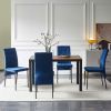 5-Piece Dining Set Including Blue Velvet High Back Nordic Dining Chair & Creative Design MDF Dining Table