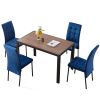 5-Piece Dining Set Including Blue Velvet High Back Nordic Dining Chair & Creative Design MDF Dining Table