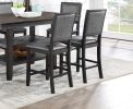 Contemporary Dining Room 7pc Set Grey Finish PU Counter Height Dining Table w Shelf and 6x High Chairs Fabric Upholstered seats Back Counter Height Ch