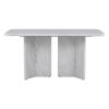 TREXM 6-Piece Modern Style Dining Set with Faux Marble Table and 4 Upholstered Dining Chairs & 1 Bench (White)