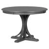 TREXM 5-Piece Retro Round Dining Table Set with Curved Trestle Style Table Legs and 4 Upholstered Chairs for Dining Room (Dark Gray)