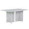 TREXM 6-Piece Modern Style Dining Set with Faux Marble Table and 4 Upholstered Dining Chairs & 1 Bench (White)