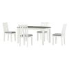 TREXM Retro Style 7-Piece Dining Table Set with Extendable Table and 6 Upholstered Chairs (Antique Brown+White)