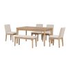 TOPMAX 6-Piece Dining Table Set with Upholstered Dining Chairs and Bench,Farmhouse Style, Tapered Legs, Natural+Beige