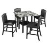 TOPMAX 5 Piece Dining Set with Matching Chairs and Bottom Shelf for Dining Room, Black Chair+Gray Table