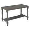 TREXM 6-Piece Counter Height Dining Table Set Table with Shelf 4 Chairs and Bench for Dining Room (Gray)