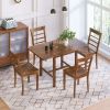 TOPMAX 5-Piece Wood Square Drop Leaf Breakfast Nook Extendable Dining Table Set with 4 Ladder Back Chairs for Small Places, Brown