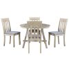 TREXM 5-Piece Wood Dining Table Set Round Extendable Dining Table with 4 Dining Chairs, Dining Room Table Set for 4 person for Dining Room (Natural Wo