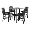 TOPMAX 5 Piece Dining Set with Matching Chairs and Bottom Shelf for Dining Room, Black Chair+Gray Table