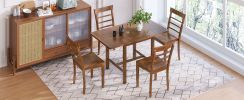 TOPMAX 5-Piece Wood Square Drop Leaf Breakfast Nook Extendable Dining Table Set with 4 Ladder Back Chairs for Small Places, Brown