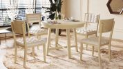 TOPMAX Rustic 42inch Round Dining Table Set with Cross Legs and Upholstered Dining Chairs for Small Places, Natural