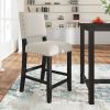 TOPMAX 5 Piece Rustic Wooden Counter Height Dining Table Set with 4 Upholstered Chairs for Small Places, Espresso+ Beige