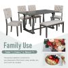 TREXM 6-Piece Dining Table and Chair Set with Special-shaped Legs and Foam-covered Seat Backs&Cushions for Dining Room (Gary)