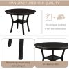 TREXM 5-Piece Kitchen Dining Table Set Round Table with Bottom Shelf, 4 Upholstered Chairs for Dining Room(Espresso)