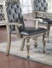 Traditional Silver / Grey Finish 9pc Dining Set Table w 2x Arm Chairs 6x Side Chairs Rubber wood Intricate Design Tufted back Cushion Seat Dining Room