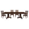 Traditional Style Dining Room Table w Leaf and 4x Side Chairs Dining 5pc Set Brown Cherry Finish Upholstered Seat Wooden Furniture