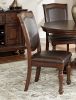 Traditional Style Dining Room Table w Leaf and 4x Side Chairs Dining 5pc Set Brown Cherry Finish Upholstered Seat Wooden Furniture