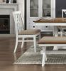 Modern Style White and Oak Finish 6pc Dining Set Table w Extension Leaf Bench 4x Side Chairs x-back Design Charming Traditional Dining Room Furniture