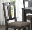 Transitional Style 6pc Dining Room Set Dining Table w Leaf 1x Bench and 4x Side Chairs Dark Grey Finish Cushion Seats Kitchen Dining Furniture