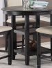 5pc Counter Height Dining Set Table w Built-in Shelves and 4x Counter Height Chairs Black and Brown Finish Wooden Dining Room Furniture