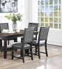 Contemporary Dining Room 7pc Set Grey Finish PU Dining Table w Shelf and 6x Side Chairs Fabric Upholstered seats Back Chairs