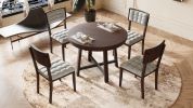 TOPMAX Rustic 42inch Round Dining Table Set with Cross Legs and Upholstered Dining Chairs for Small Places, Espresso