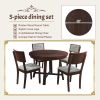 TOPMAX Rustic 42inch Round Dining Table Set with Cross Legs and Upholstered Dining Chairs for Small Places, Espresso