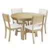 TOPMAX Rustic 42inch Round Dining Table Set with Cross Legs and Upholstered Dining Chairs for Small Places, Natural