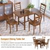 TOPMAX 5-Piece Wood Square Drop Leaf Breakfast Nook Extendable Dining Table Set with 4 Ladder Back Chairs for Small Places, Brown