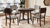 TOPMAX Rustic 42inch Round Dining Table Set with Cross Legs and Upholstered Dining Chairs for Small Places, Espresso