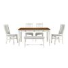 TOPMAX Mid-Century 6-Piece Wood Dining Table Set, Kitchen Table Set with Drawer, Upholstered Chairs and Bench, Butter Milk