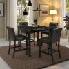 TOPMAX 5-Piece Kitchen Table Set Faux Marble Top Counter Height Dining Table Set with 4 PU Leather-Upholstered Chairs, Black