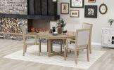 TREXM 5-Piece Dining Table Set, Two-Size Round To Oval Extendable Butterfly Leaf Wood Dining Table and 4 Upholstered Dining Chairs with Armrests (Natu