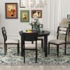 TREXM 5-Piece Multifunctional Dining Table Set, Farmhouse Dining Set with Extendable Round Table,Two Small Drawers and 4 Upholstered Dining Chairs for