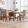 TOPMAX 5-Piece Wood Square Drop Leaf Breakfast Nook Extendable Dining Table Set with 4 Ladder Back Chairs for Small Places, Brown