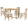 TOPMAX Farmhouse Counter Height 5-Piece Dining Table Set with 1 Rectangular Dining Table and 4 Dining Chairs for Small Places,Brown