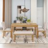 TOPMAX 6-Piece Dining Table Set with Upholstered Dining Chairs and Bench,Farmhouse Style, Tapered Legs, Natural+Beige