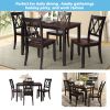 TOPMAX 5-Piece Dining Table Set Home Kitchen Table and Chairs Wood Dining Set, Black+Cherry