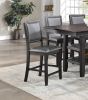 Contemporary Dining Room 7pc Set Grey Finish PU Counter Height Dining Table w Shelf and 6x High Chairs Fabric Upholstered seats Back Counter Height Ch