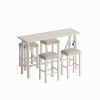 Modern 5-Piece Dining Table Set with Power Outlets,Bar Kitchen Table Set with Upholstered Stools, Easy Assemble, Beige