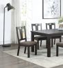 Transitional Style 7pc Dining Room Set Dining Table w Leaf and 6x Side Chairs Dark Grey Finish Cushion Seats Kitchen Dining Furniture