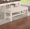 Luxury Look Dining Room Furniture 6pc Dining Set Dining Table w Drawers 4x Side Chairs 1x Bench White Rubberwood Walnut Acacia Veneer Slat Back Chair