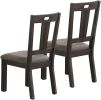 Transitional Style 6pc Dining Room Set Dining Table w Leaf 1x Bench and 4x Side Chairs Dark Grey Finish Cushion Seats Kitchen Dining Furniture