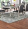 Traditional Formal Silver / Grey Finish 7pc Dining Set Table w 6x Side Chairs Rubber wood Intricate Design Tufted back Cushion Seat Dining Room Furnit