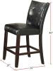 Dining Room Furniture 6pc Counter Height Dining Set Dining Table w Storage 4x High Chairs 1x Bench Black Faux Leather Tufted Seats Faux Marble Table T