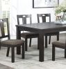 Transitional Style 7pc Dining Room Set Dining Table w Leaf and 6x Side Chairs Dark Grey Finish Cushion Seats Kitchen Dining Furniture