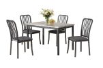 Dinette 5pc Dining Set Table And 4x Chairs Faux Marble Fabric Upholstered Chairs Kitchen Dining Room Furniture