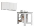 Burlingame 2-Piece Kitchen Set, Kitchen Island and Wall Cabinet, White and Onyx