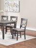 Dining Room Furniture 6pc Set Rectangle Table 4x Side Chairs and A Bench Grey Finish MDF Rubberwood