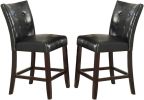 Dining Room Furniture 6pc Counter Height Dining Set Dining Table w Storage 4x High Chairs 1x Bench Black Faux Leather Tufted Seats Faux Marble Table T